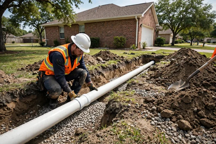 New pipe in an open trench